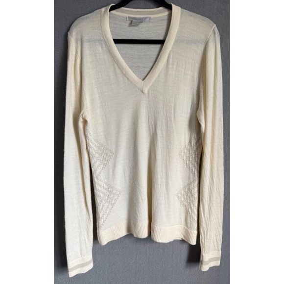 Nike Other - Vintage Nike‎ Golf 100% Wool Sweater Men Large Beige Pullover V Neck Long Sleeve